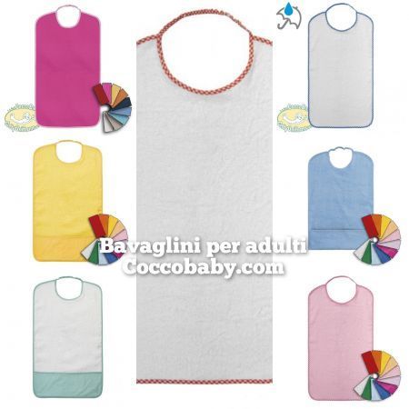 bavaglini per adulti in cotone lavabili e impermeabili e colorati